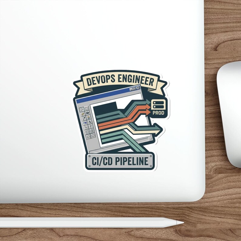 DevOps Engineer Sticker – Retro 90s GUI CI/CD Pipeline Laptop Art image 5