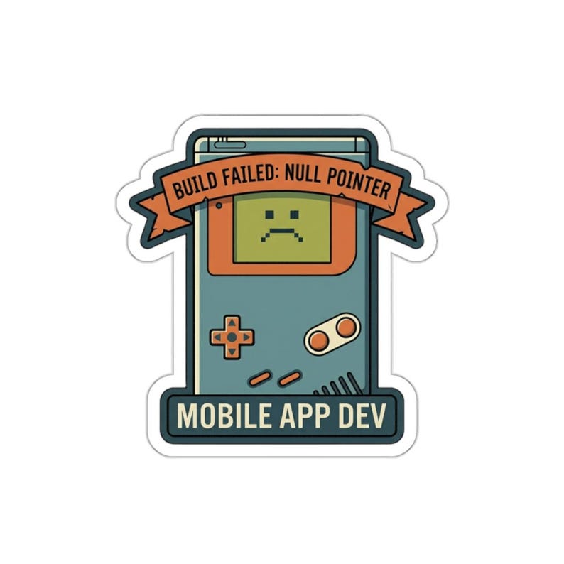 Mobile App Dev Sticker – Retro Build Failed Decal, Vintage Tech Accessory image 1