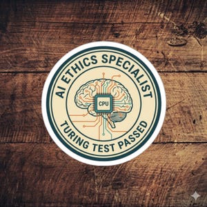 Sticker spécialiste en éthique de l'IA – Sticker emblème rétro réussi le test de Turing