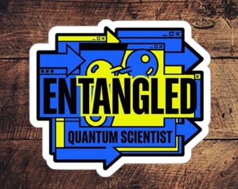 Quantum Entangled Scientist Sticker – Bold Physics Art Laptop Decal