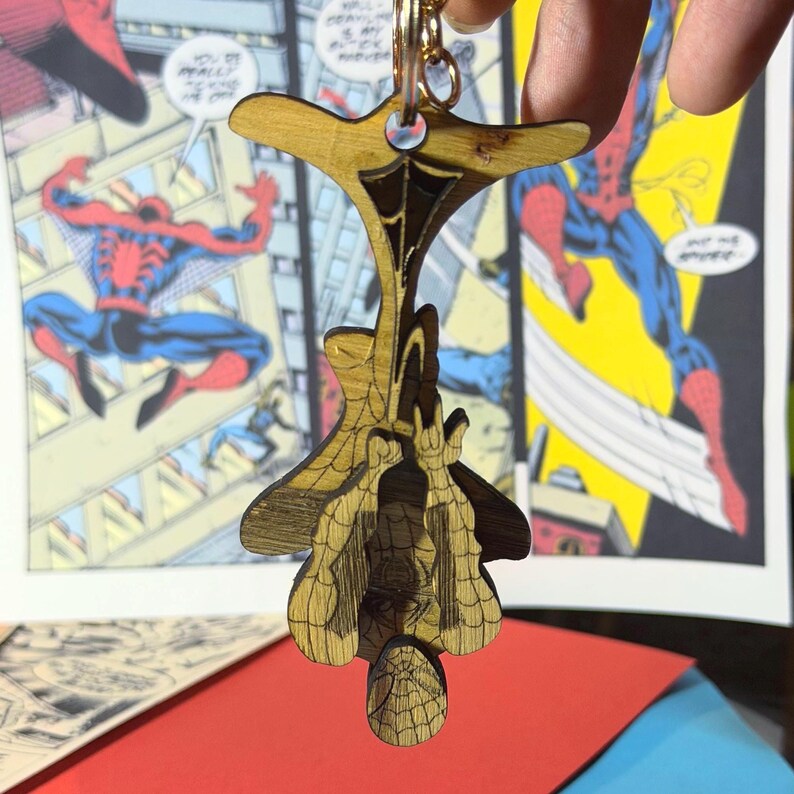 Spider Man Keychain | Laser Cut and Hand-painted Fandom Bag Charms image 2