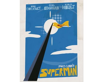 Superman Poster | Mid-Century Modern, Minimalist Poster | Gerolltes Plakat
