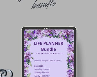 Digitaler Planer 2025 | Monats- & Wochenplaner PDF | Lila Minimal Planer | Druckbarer Planer | Sofort Download
