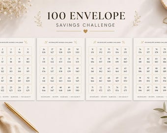 100 Envelope Savings Challenge Printable | Money Saving Challenge | Budget Tracker | Savings Goal Planner | Instant Download