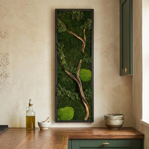 Vertical Preserved Moss And Driftwood Wall Art, Unique Apartment Decor, Gifts For Sister image 5
