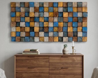 Geometric Wood Wall Art, 3D Acoustic Wooden Panel, Textured Home Accent, Modern Living Room Decor