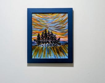 Cielo en movimiento - Enmarcado (Original hecho a mano, no es una impresión)