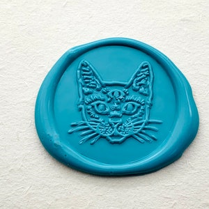 Sello de sello de cera de cabeza de gato - sello de cera de sellado de gato - sello de cera de sellado - sello de cera de invitación de fiesta - S2062