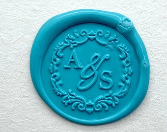 Personlized Initials Wedding Wax Seal Stamp - Custom Two Initials Sealing Wax Stamp Kit - Lace Wedding Invitation Stamp - Custom Wedding