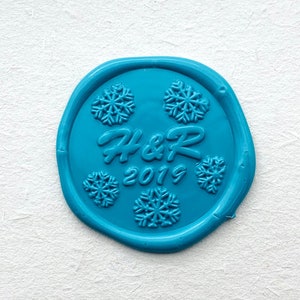 Carimbo de cera de iniciais de Natal personalizado - Kit de carimbo de cera de vedação inicial de Natal personalizado - Carimbo de cera de floco de neve - Carimbo de feliz Natal