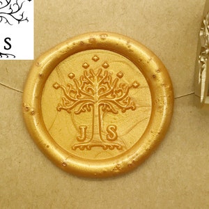Custom Initials timbro sigillo cera Sigilli albero/sigillo di invito di nozze/timbro nuziale personalizzato C003