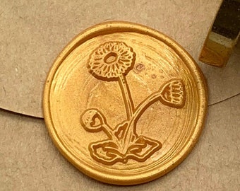 Sunflower Wax Seal Stamp Kit - Brass Sealing Stamp With Wood Handle For Letters, Wedding Invites, Gift Wrapping & Crafts