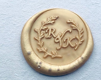 Personlized Wreath Initials Wedding Wax Seal Stamp - Custom Initials Sealing Wax Stamp Kit - Leaf Wedding Invitation Stamp - Custom Wedding