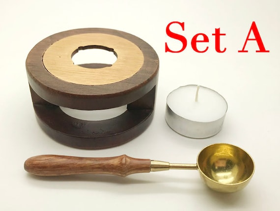Wax Seal Kit, Wax Seal Warmer with Melting Spoon Retro Melt Stove Pot Furnace Tool for Wax Sealing Beads Stamp Letter Envelope | Harfington, Red