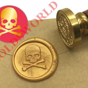 Skull & Bones Wax Seal Stamp Halloween Sealing Wax Stamp Kits Custom Wax Seal Paper Wooden Gift Box Package S1853