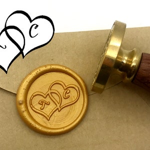 Overlapping Hearts Wax Seals Stamp - Wedding Invitation Sealing Wax Stamp - Custom Sealing Stamp - Wedding Seal Kit - Wax Seal Stamp Kit