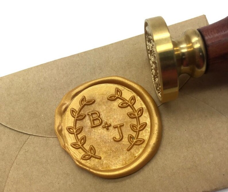 Custom Wax Seal Stamp Personalized Leaves Wedding Invitation Etsy