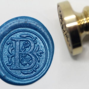 Alfabeto lettera "B" cera sigillo timbro, timbro di cera di tenuta, timbro di cera, sigillo timbro fiore sytle S1144