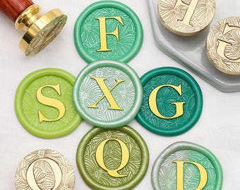 Floral Initial Letter Wax Seal Stamp  Monogram Alphabet Sealing Stamp