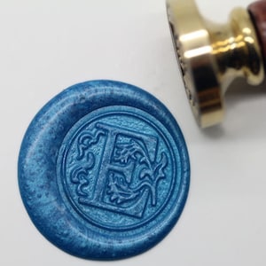 S1147 alfabeto lettera "E" cera sigillo timbro, timbro di ceralacca, timbro cera, timbro Sytle fiore di tenuta
