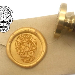 Matrimonio cranio iniziali cera sigillo timbro personalizzato monogramma personalizzato zucchero sigilla bollo personalizzato matrimonio nozze invito foca