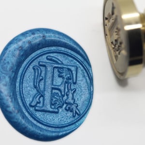 S1148 alfabeto lettera "F" cera sigillo timbro, timbro di ceralacca, timbro cera, timbro Sytle fiore di tenuta
