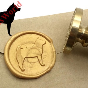 Akita Hundewachsstempel HochzeitSeinladung Siegelung Wachsstempel Sets Custom Wax Seal Papier Holz Geschenkbox Paket S1949