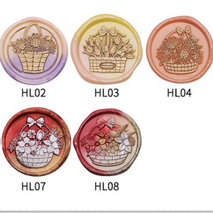 Blumenkorb Wachsstempel Set, Blumenkorb Siegelstempel, Blumenkorb Siegelstempel, Korb Wachsstempel Set,