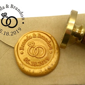 Wedding Rings Initials Sealing Wax Stamp Personalized Monogram Custom wedding Wax Seal Stamp wedding invitation seal custom wedding stamp