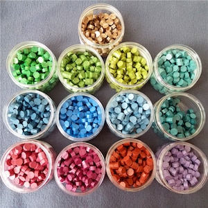 Collezione di perline di cera sigillante 37 colori - Perline sigillo di cera ottagono 150 pezzi in bottiglia - Fine Nice Color Wax Beads Collections
