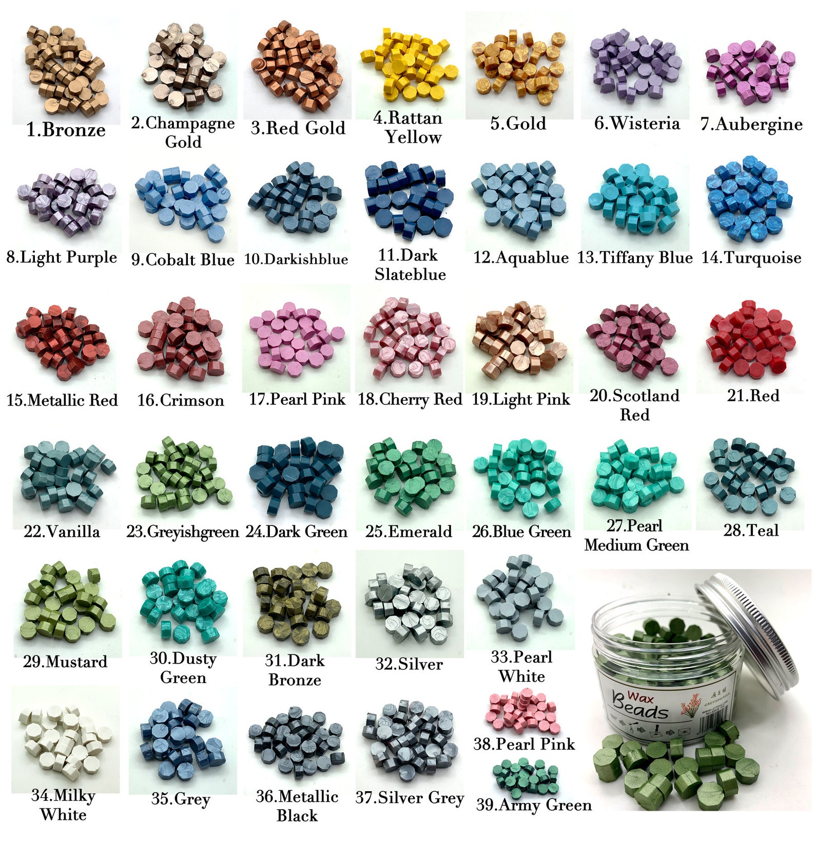 Pine Green Wax Seal Beads - 500 PCS Octagon Shape | Fast Melting & Non-Toxic | Perfect For Invitations & Crafts