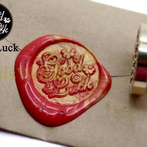 Wax Seal Stamp Kit  ” Good Luck “ Sealing Wax Stamp Kits Wedding Blessing Invitation Stamp Flower Wax Seal Gift Box Package F2012