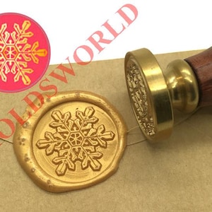 Flocon de neige cire sceau timbre-Noël cire à cacheter tampon kits-mariage invitation Wax Seal papier cadeau en bois boîte paquet S1908