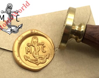 Anchor Initials Wax Seal Stamp Personalized Wedding Invitation Seal Wax Stamp