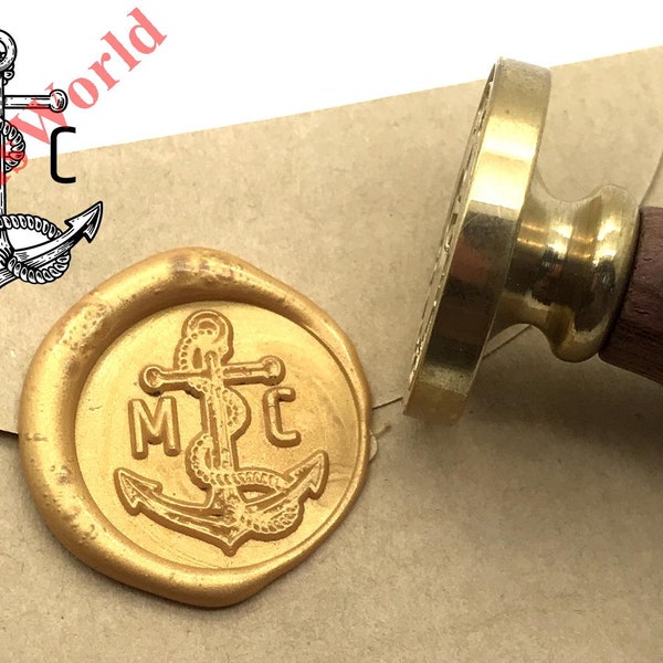 Anchor Initials Wax Seal Stamp Personalized Wedding Invitation Seal Wax Stamp