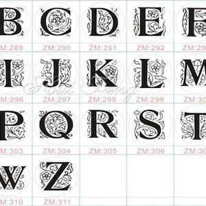 Lettera di alfabeto "A - Z" cera sigillo timbro monogramma iniziale decorativo floreale matrimonio invito Stamp