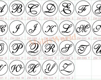 Alphabets A - Z Wax Seal Stamp Calligraphic Cursive initial Wedding Invitation Letter Wax Stamp Wooden Box Paper Box Kit
