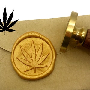 Cannabis-Blatt-Wachs-Siegel Stempel Hochzeit Einladung Siegellack Stempel Kits benutzerdefinierte Wachs Siegel Papier Holz Geschenk-Box-Paket S1945