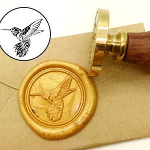 S1441 Kolibri-Wachs-Siegel Stempel Kit Hochzeit Einladung Siegellack Stempel Kits benutzerdefinierte Wachs Siegel Papier Geschenkbox aus Holz