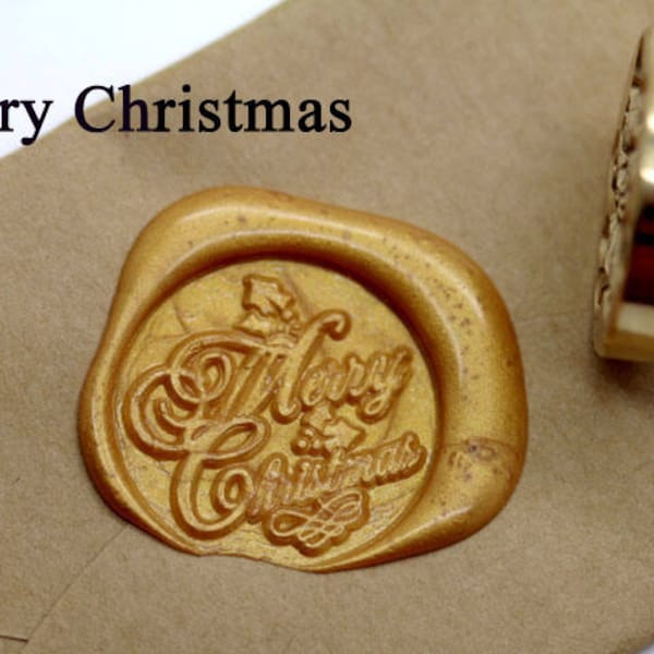 Wax Seal Stamp Kit  ” Merry Christmas “ Sealing Wax Stamp Kits Wedding Blessing Invitation Stamp Flower Wax Seal Gift Box Package F2007