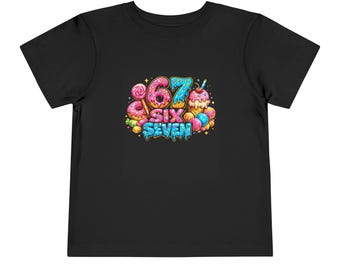 67 Six Seven birthday numbers Toddler Tee | colorful candy cake design
