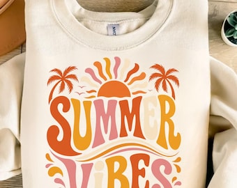 women’s tshirt summer Retro Floral Summer Vibes PNG, Girly Beach Design (Digital Download)