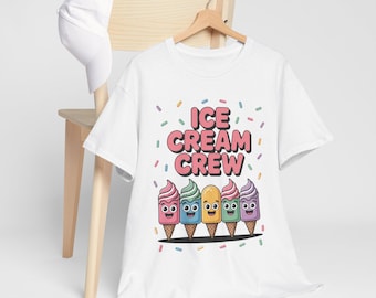 Ice Cream Crew T-Shirt | Kawaii Cones, Sprinkles Print, Cotton Tee