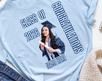 Class of 2026 Graduation Photo Template, Personalized Senior Shirt Design (Digital Download)