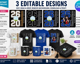Graduation gifts graduation Cap Topper T-shirt Template, Editable Canva Design (Instant Download PDF)