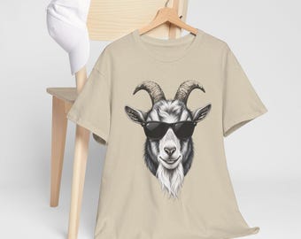 Goat Sunglasses T-Shirt | Hand-Rendered Animal Graphic Tee