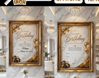 Editable Happy Birthday Poster | Anniversary, Birthday Gift for Mom Dad (Digital Download)