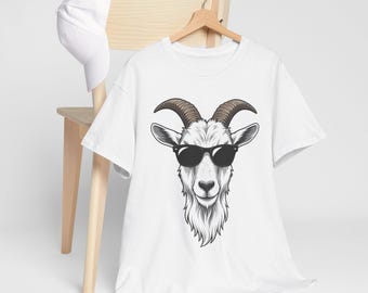 Goat Wearing Sunglasses Tee | Laid-back Sketch Art Illustration