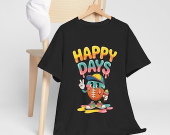Happy Days Retro Football Character Tee | Colorful Vintage Sport Graphic