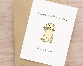 Labrador Retriever Mother's Day Card Printable, Yellow Lab Dog Mom Card, Instant Download